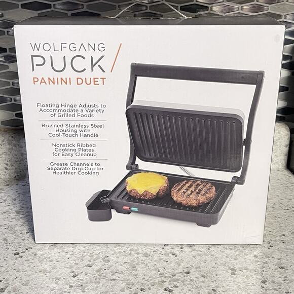 Wolfgang Puck Panini Duet Nonstick Stainless Steel Panini Maker Griddle Grill - Picture 5 of 5
